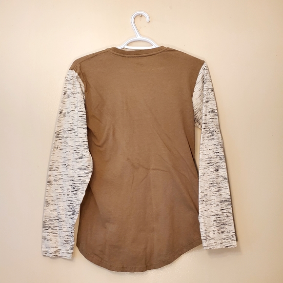 🔥NWOT Stockhomme Evolution Brown & White Long Sleeve Pocket T-shirt Men's US Sm - Picture 2 of 7